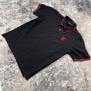 Psycho Bunny Men Size 8 XXL Black Pima Cotton Polo Shirt Red Logo Luxe Sportif